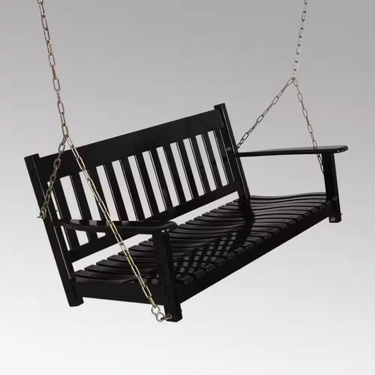 Thames Black Wood Porch Swing