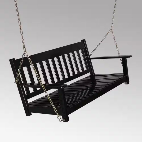 Thames Black Wood Porch Swing