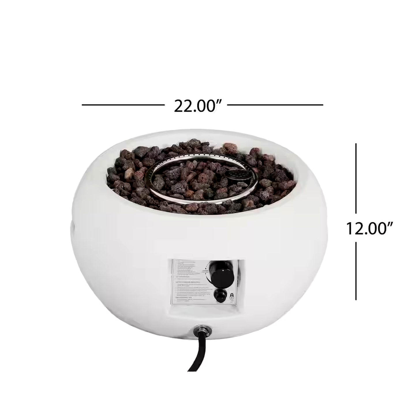 Bodhi 22 In. 40000 BTU Patio Mgo Lightweight Concrete Propane round Outdoor Fire Pit White
