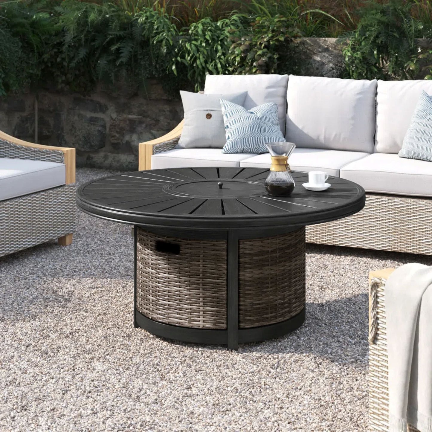 Unique Piece Furniture Cassara Resort 52″ Square Propane Fire Pit Table (60,000 BTU) – Brown