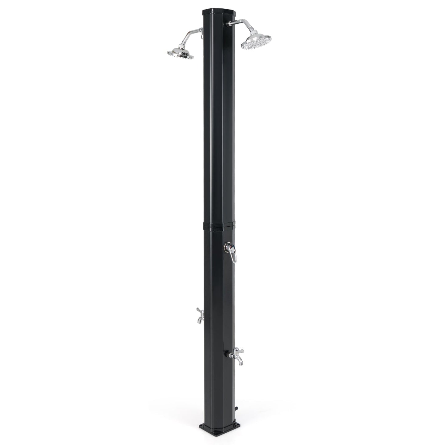 9.3-Gallon Solar Heated Outdoor Shower with Dual Swivel Heads & Foot Wash (Black)