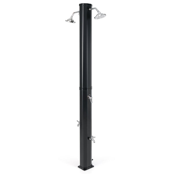 9.3-Gallon Solar Heated Outdoor Shower with Dual Swivel Heads & Foot Wash (Black)