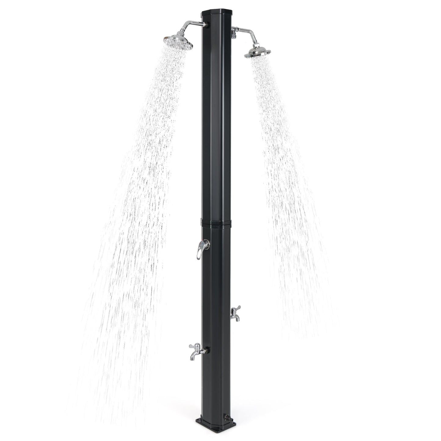 9.3-Gallon Solar Heated Outdoor Shower with Dual Swivel Heads & Foot Wash (Black)