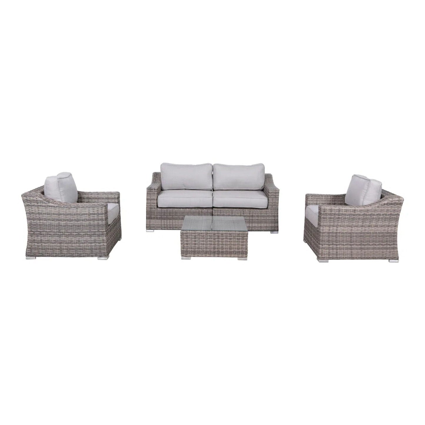 All-Weather Outdoor Wicker Patio Conversation Set with Cushions