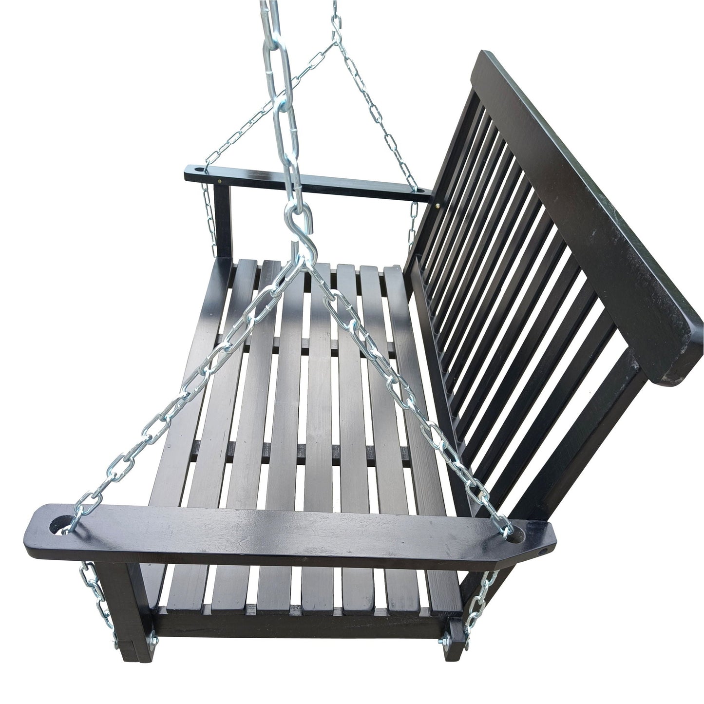Unique Piece Furniture Outdoor Front Porch Swing with Armrests and Hanging Chains