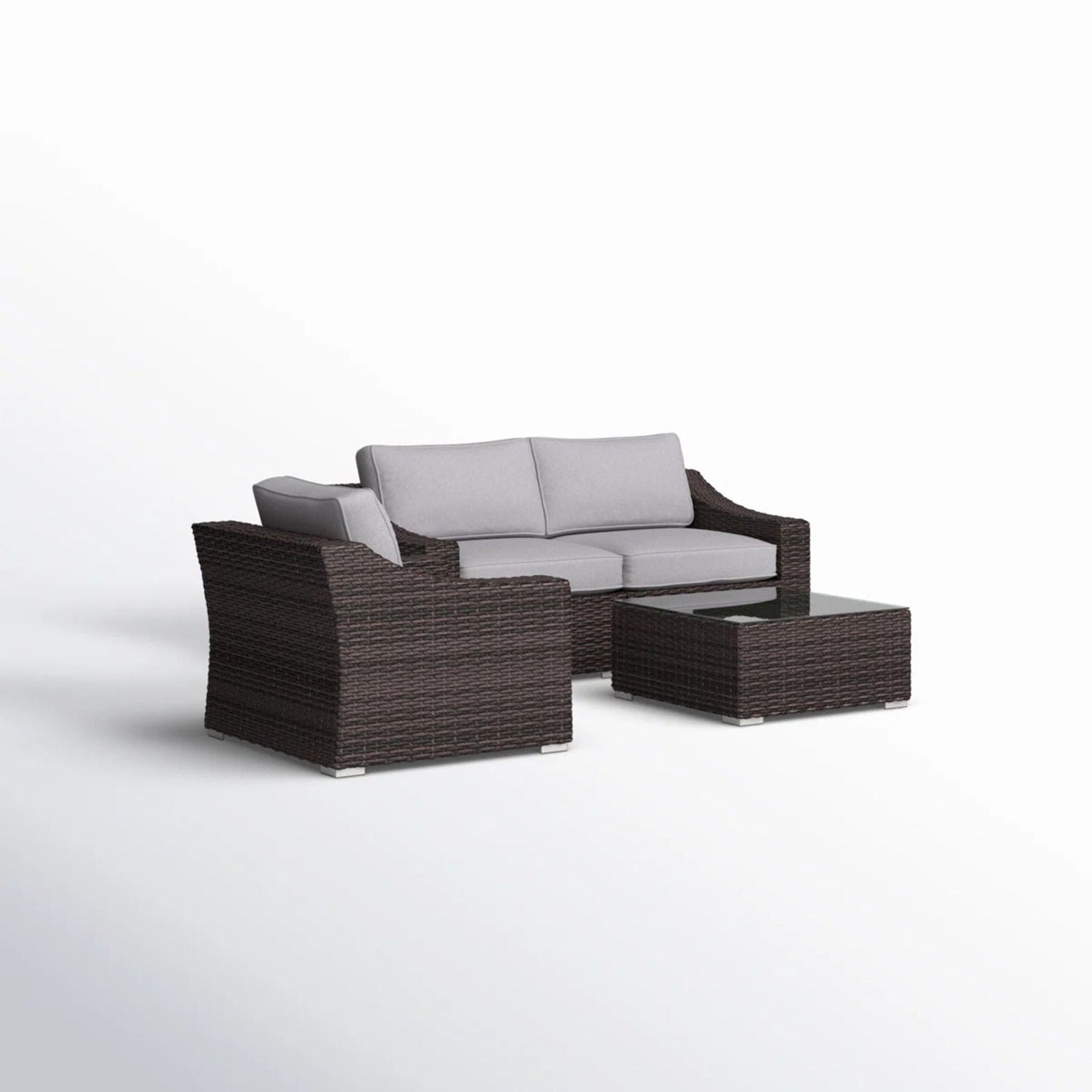 All-Weather Outdoor Wicker Patio Conversation Set with Cushions