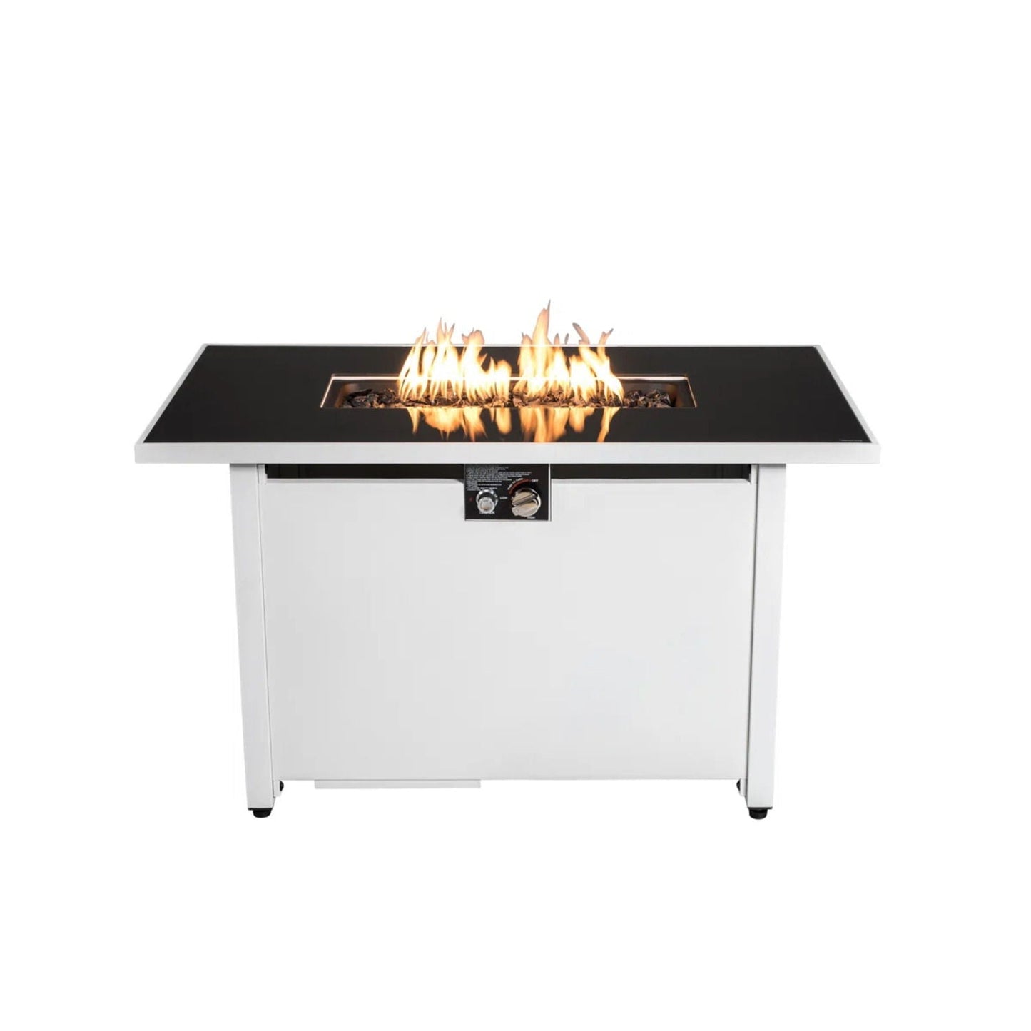 Unique Piece Furniture 43″ Outdoor Rectangular Propane Fire Pit Table (50,000 BTU) – White