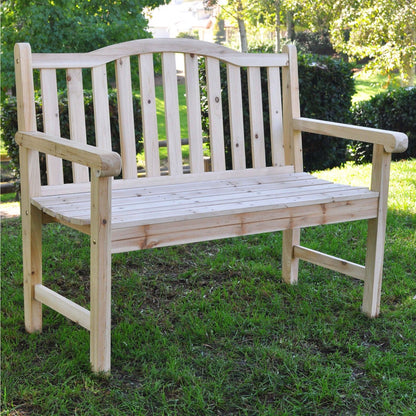Outdoor Cedar Wood Garden Bench with Arms (475 lbs. Weight Capacity)