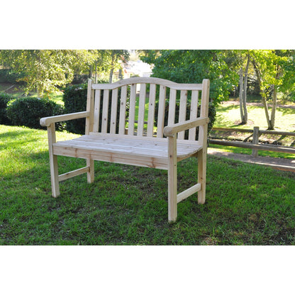 Outdoor Cedar Wood Garden Bench with Arms (475 lbs. Weight Capacity)