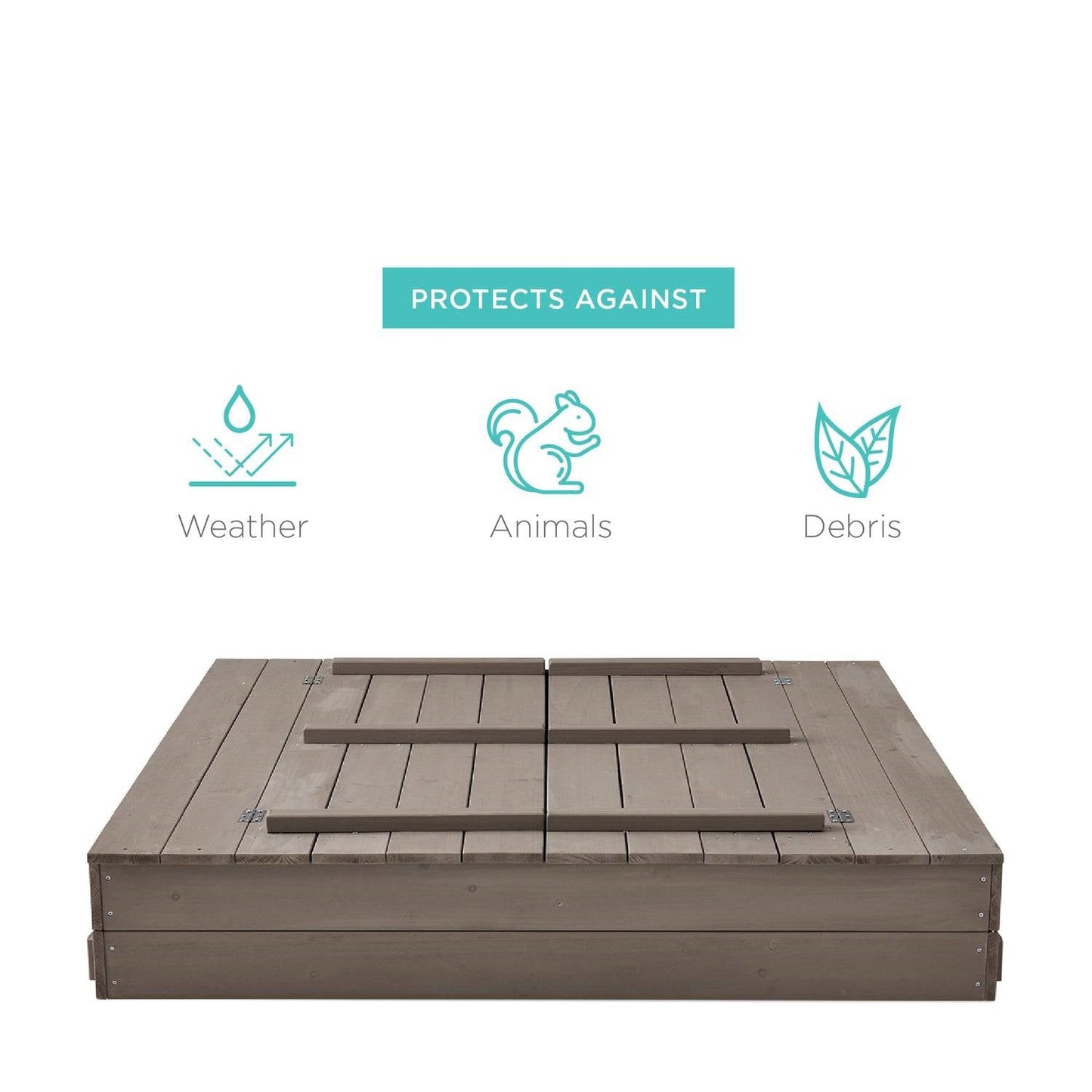 HomePacific Sturdy Cedar Wood Kids Outdoor Sandbox with Convertible Bench Seating (Grey Finish)