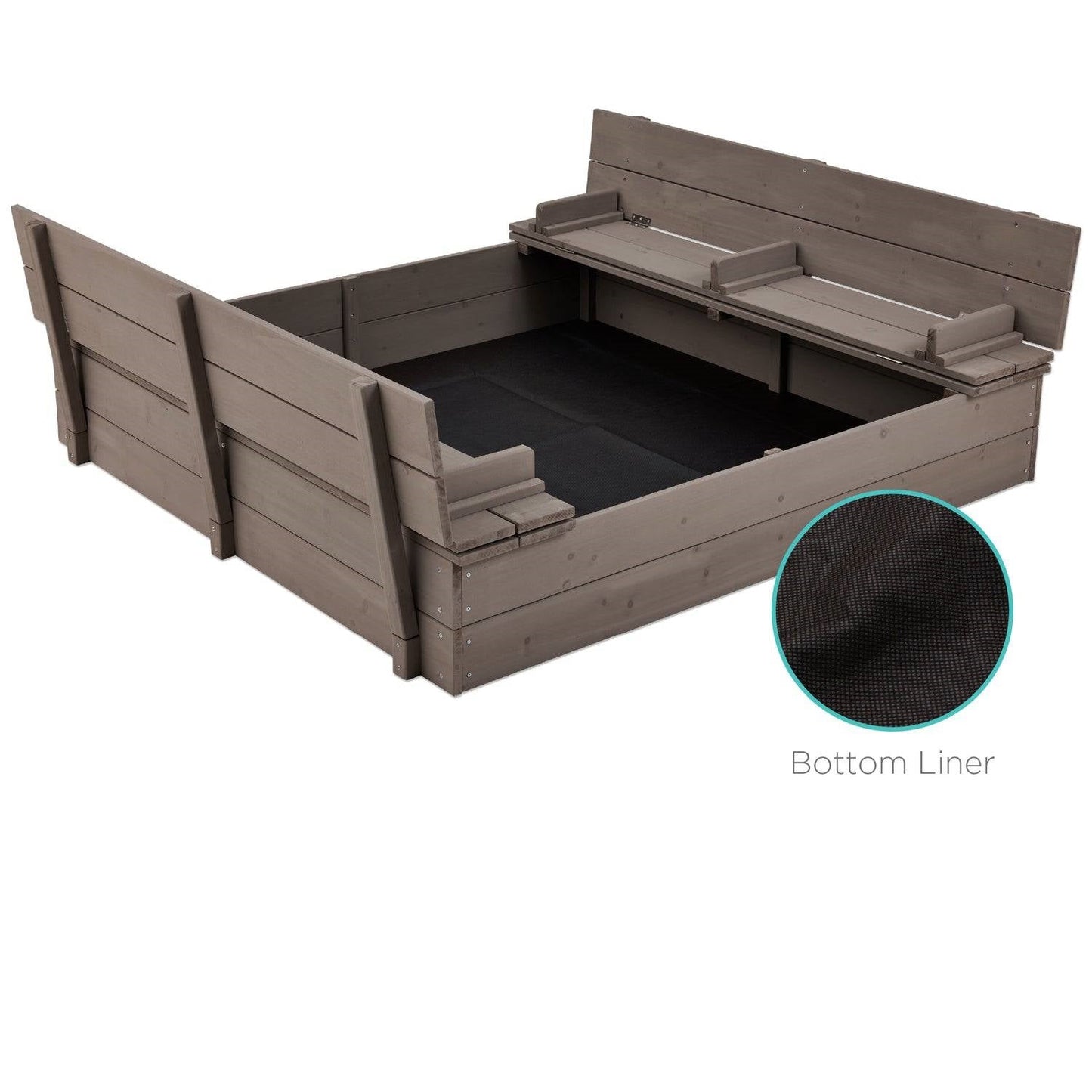 HomePacific Sturdy Cedar Wood Kids Outdoor Sandbox with Convertible Bench Seating (Grey Finish)