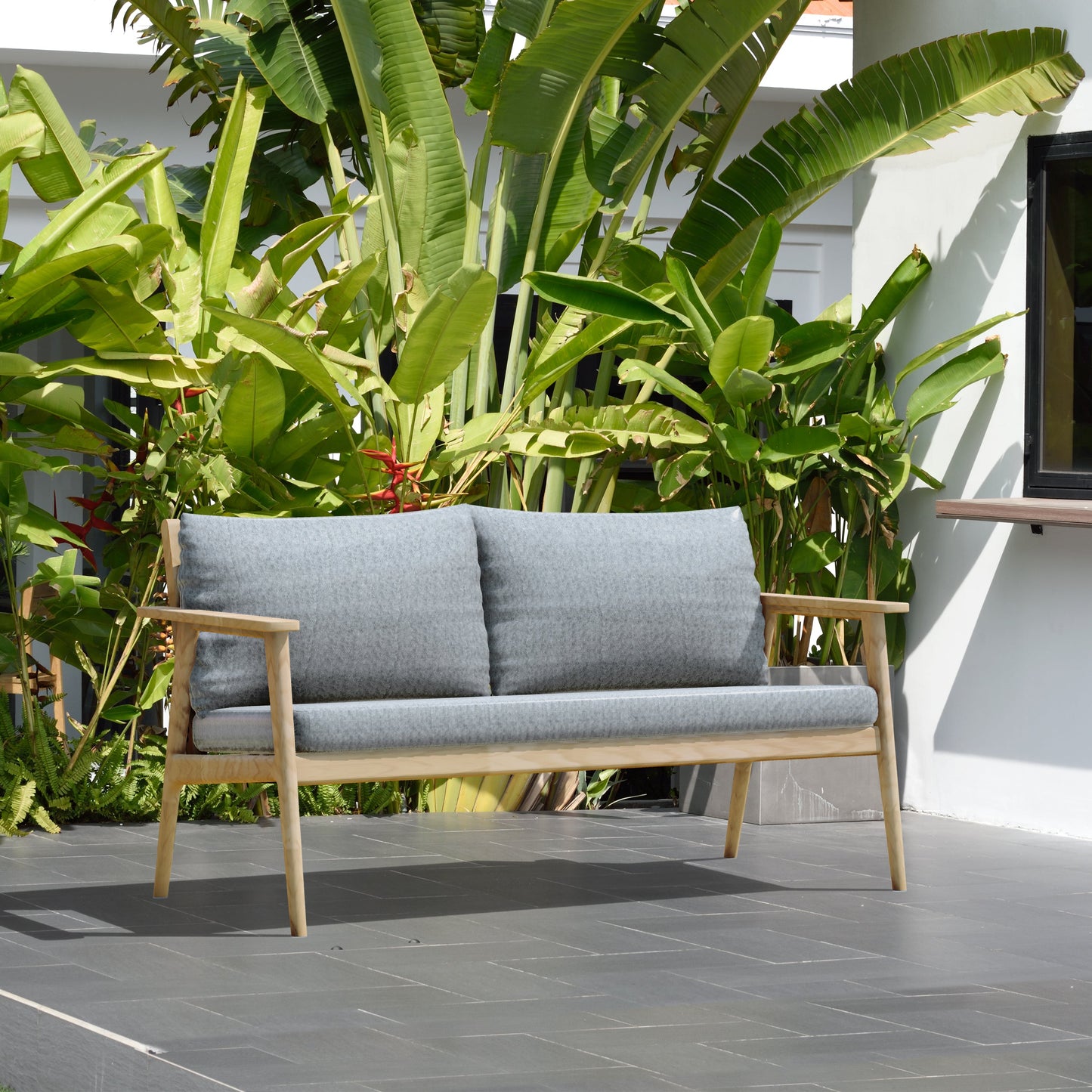 Eve FSC Teak Outdoor Deep Seating Conversation Set with Premium Cushions