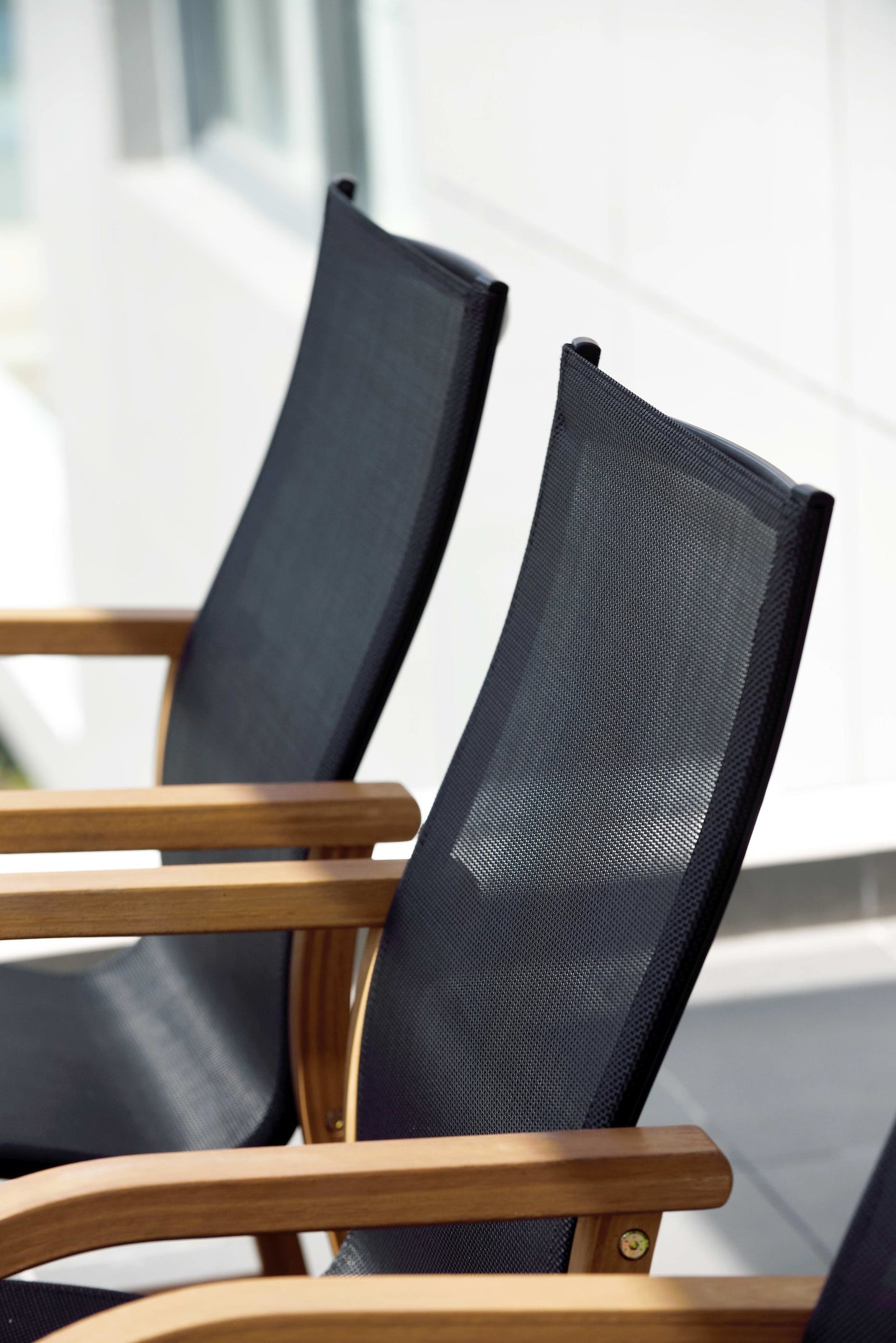 LifestyleGarden US Rinjani Teak Rectangular Table and 8 Manhattan Black Armchairs Set