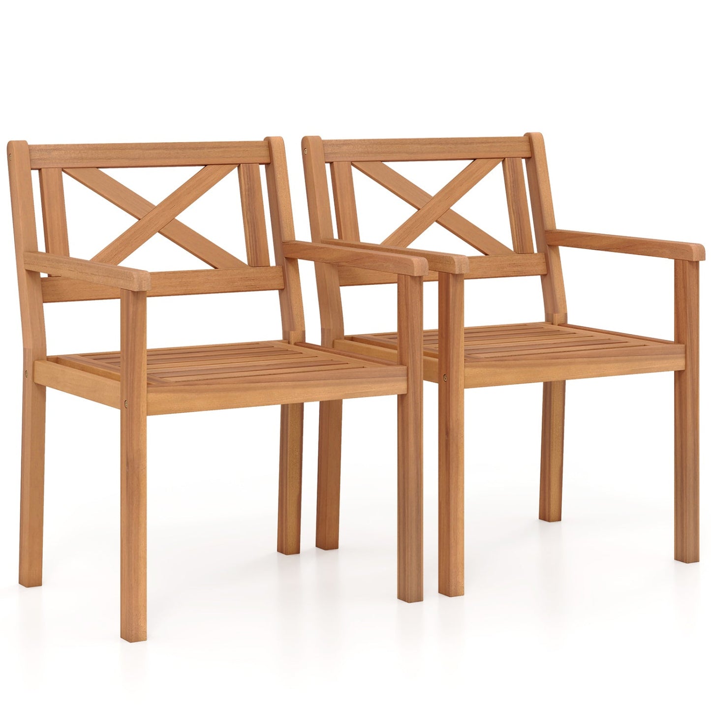 Outdoor Acacia Wood Patio Dining Chairs (Set Options Available)