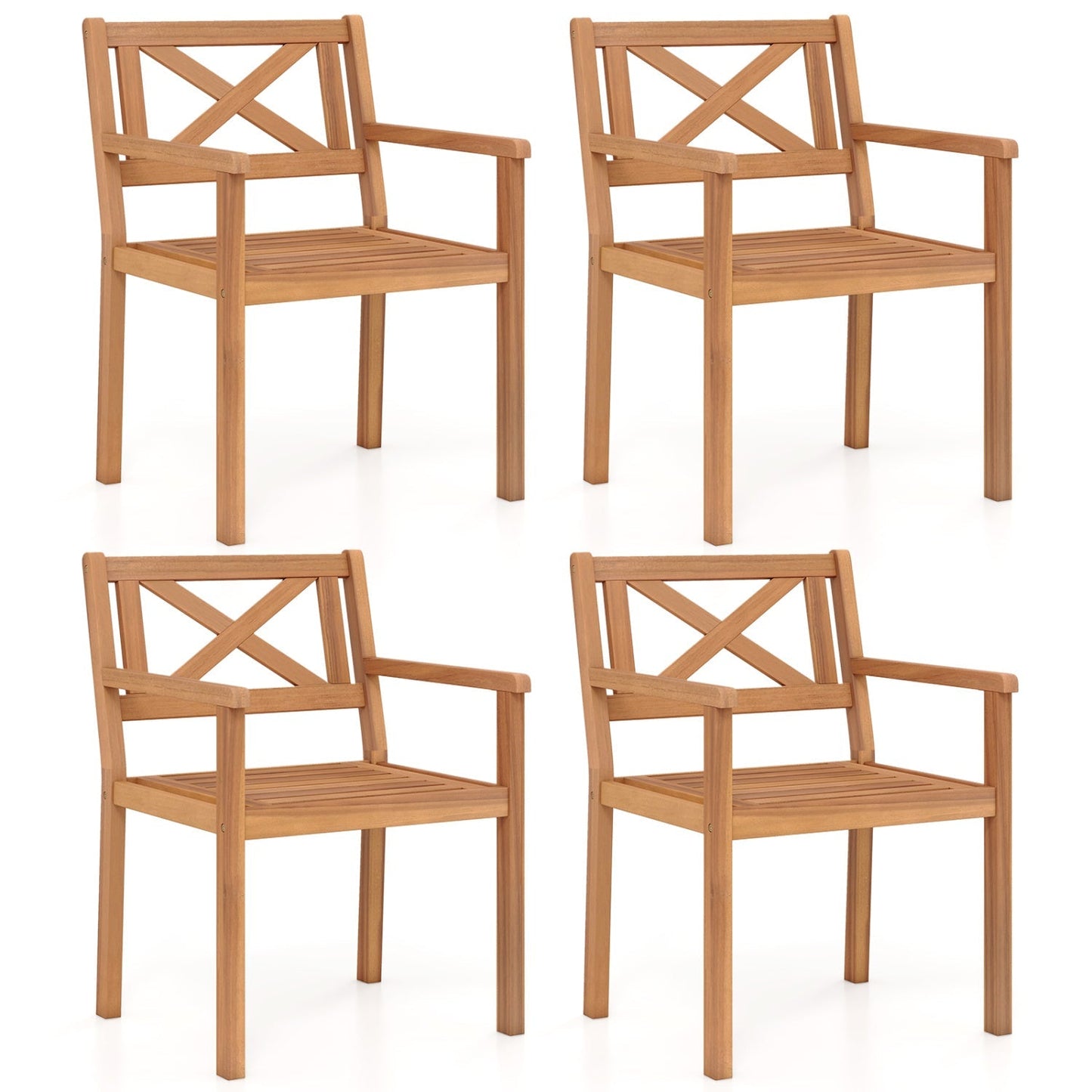 Outdoor Acacia Wood Patio Dining Chairs (Set Options Available)