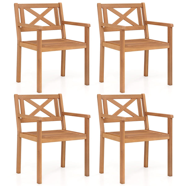 Outdoor Acacia Wood Patio Dining Chairs (Set Options Available)