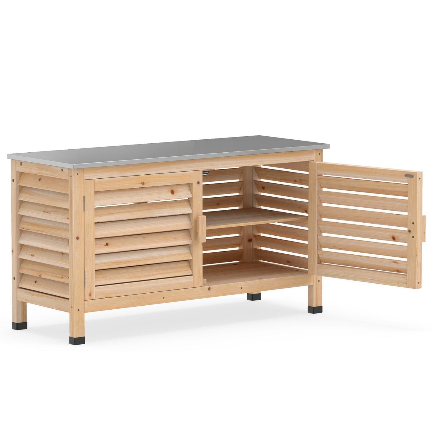 Outdoor Storage Cabinet with Food-Grade Stainless Steel Countertop