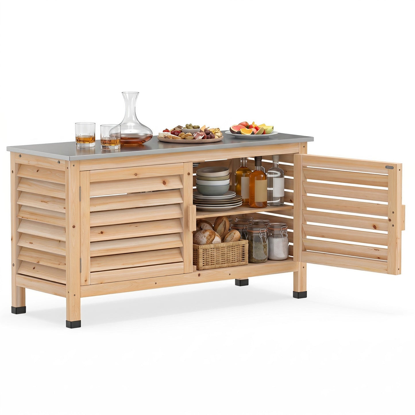 Outdoor Storage Cabinet with Food-Grade Stainless Steel Countertop