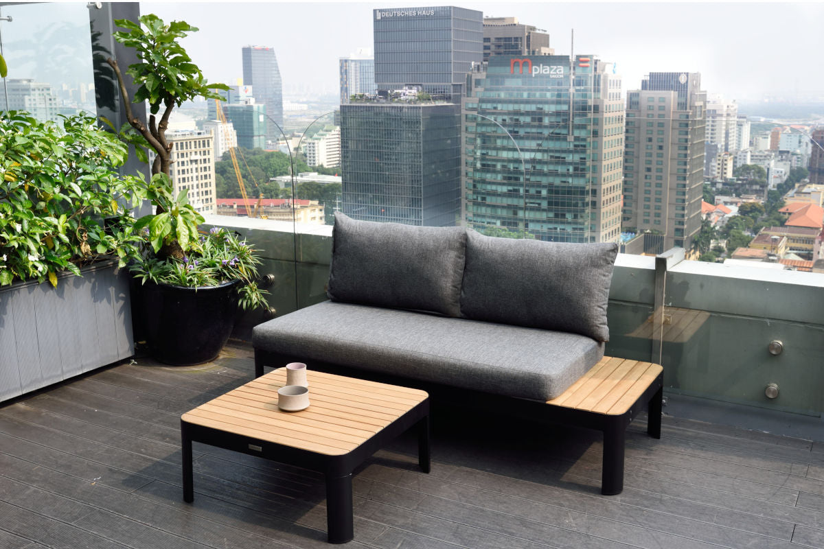 LifestyleGarden US Portals Teak and Aluminum Modular Sofa 3-Piece Set