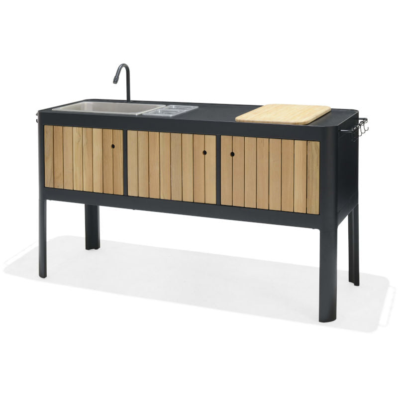Portals Aluminum; FSC Teak Portable Outdoor Kitchen