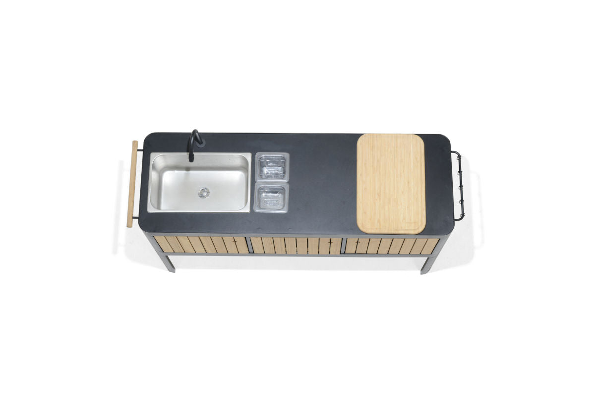 Portals Aluminum; FSC Teak Portable Outdoor Kitchen
