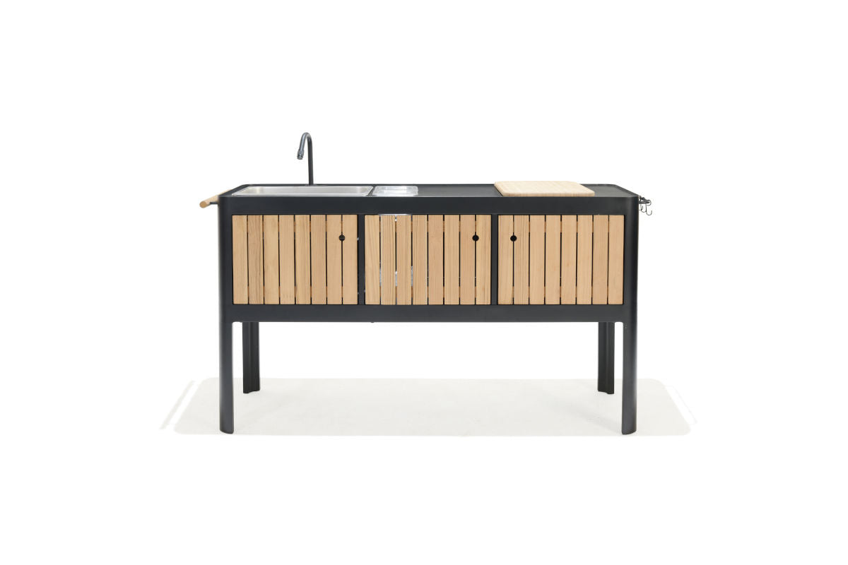 Portals Aluminum; FSC Teak Portable Outdoor Kitchen