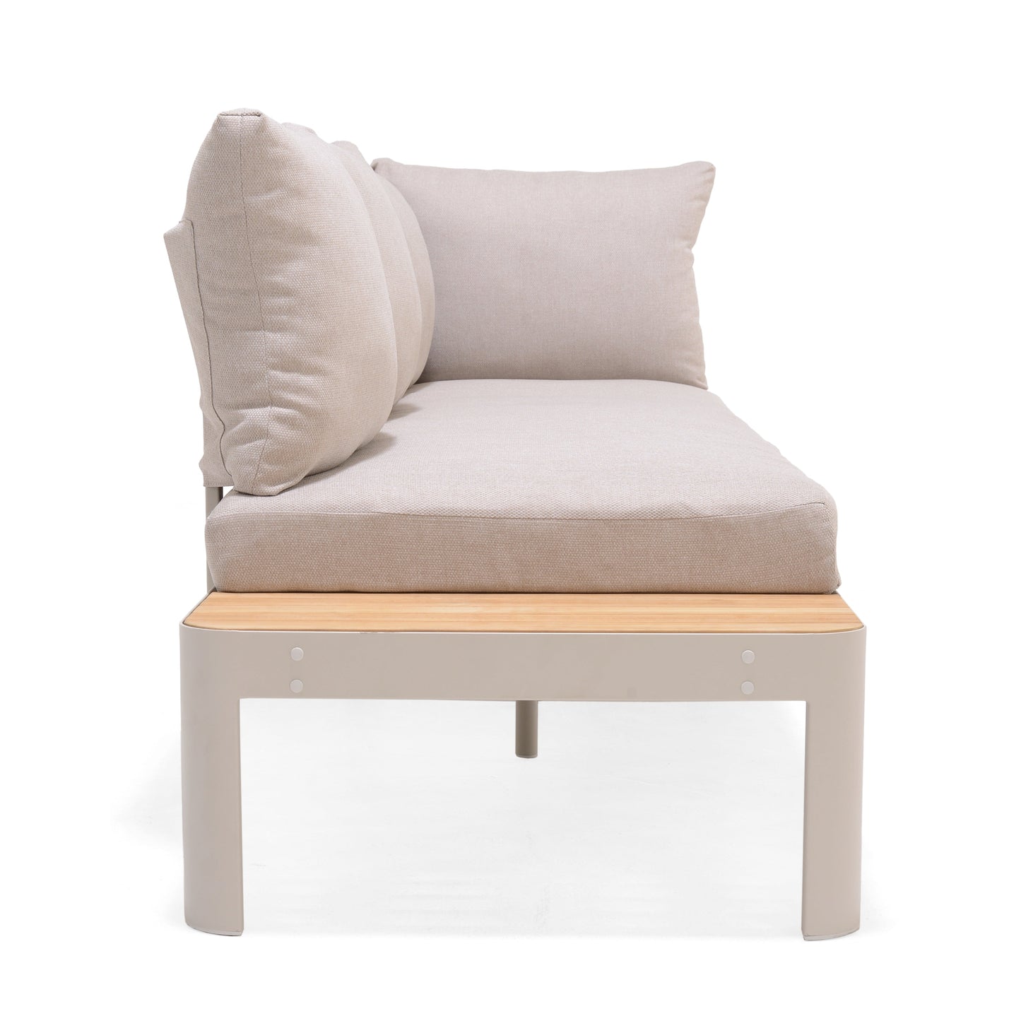 LifestyleGarden US Portals Teak and Aluminum Modular Sofa 3-Piece Set