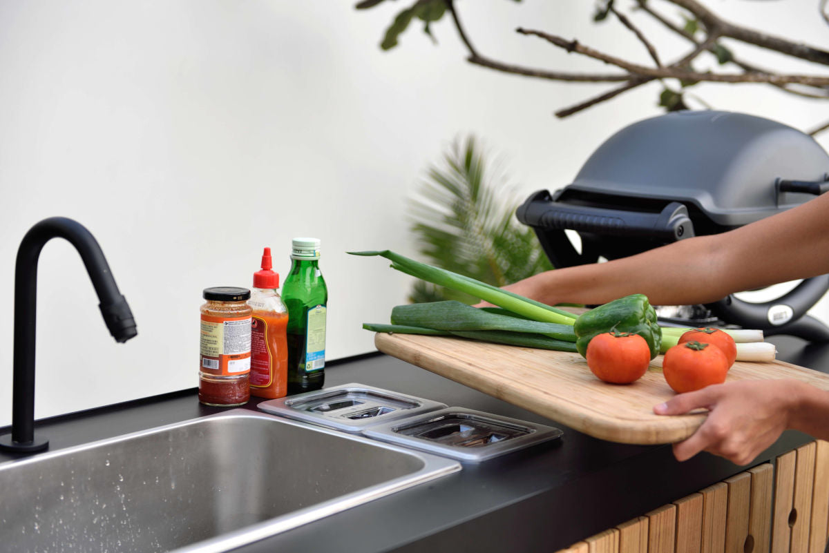 Portals Aluminum; FSC Teak Portable Outdoor Kitchen