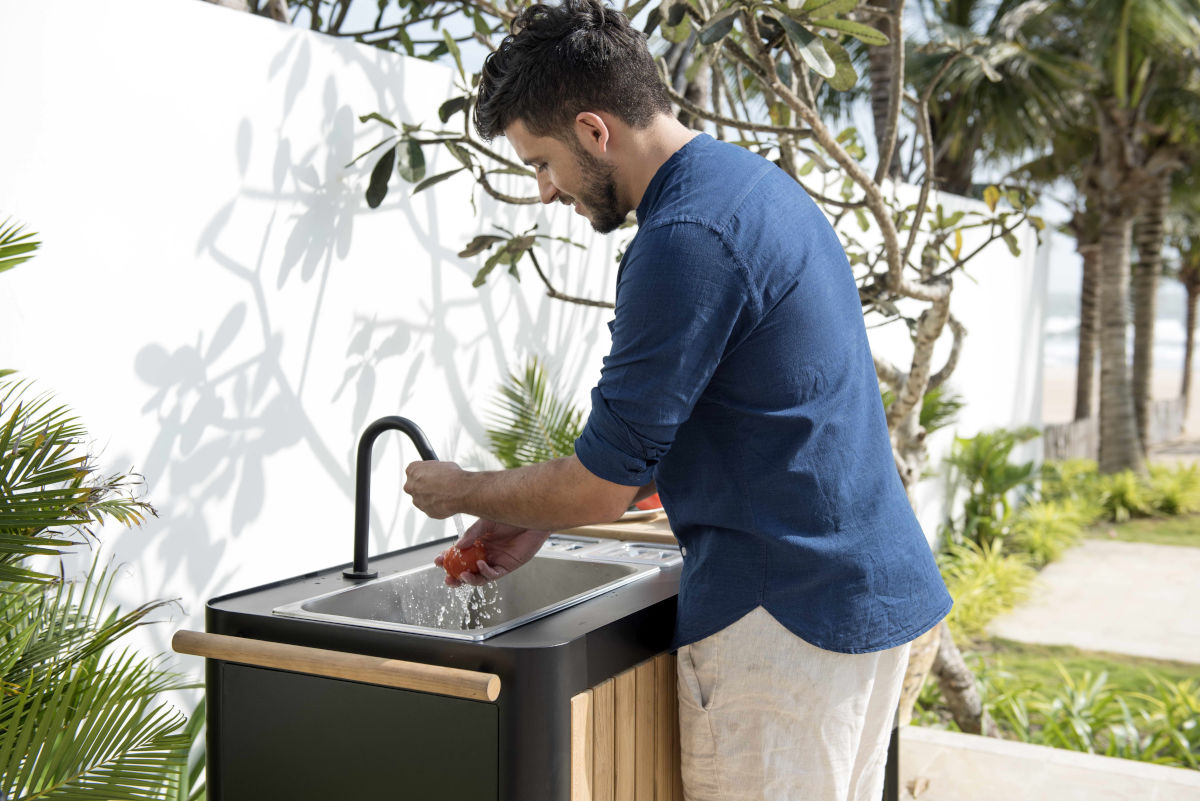 Portals Aluminum; FSC Teak Portable Outdoor Kitchen
