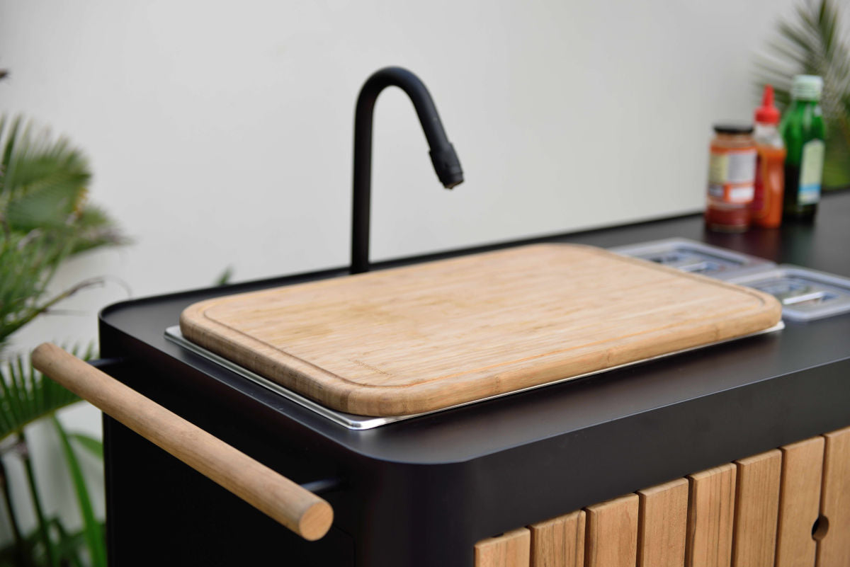 Portals Aluminum; FSC Teak Portable Outdoor Kitchen