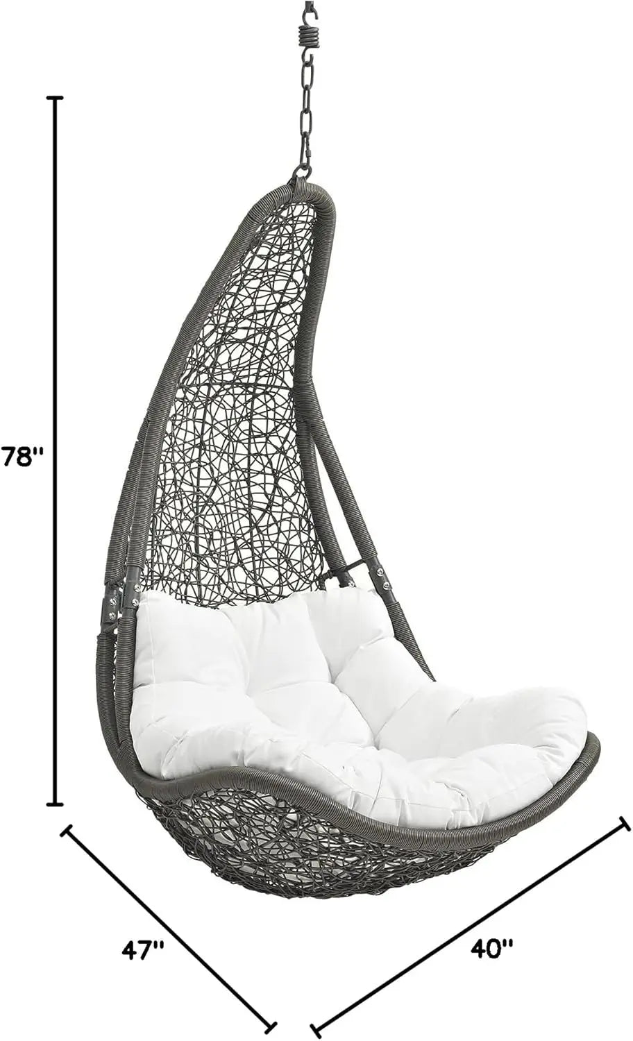 Modway Abate Outdoor Wicker Rattan Hanging Swing Chair Set with Stand