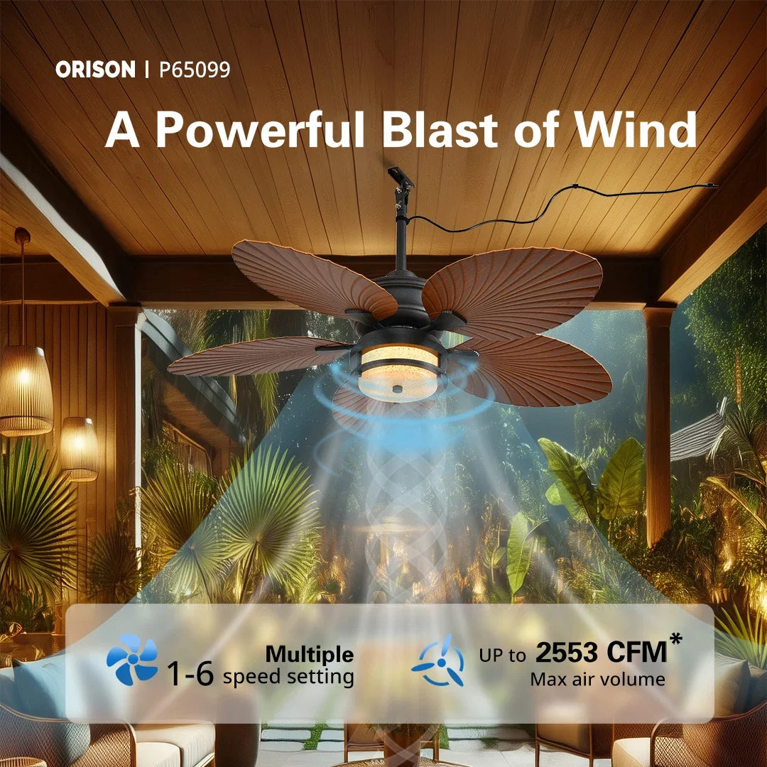 Orison 52-Inch Outdoor Ceiling Fan with Dimmable LED Light and Remote