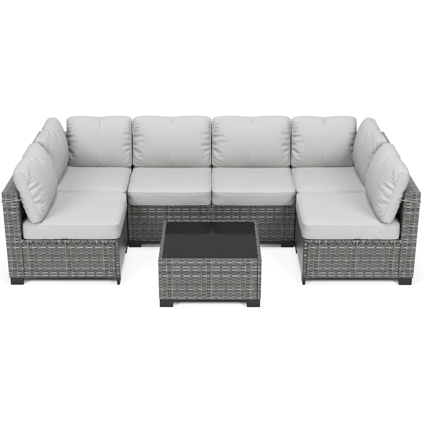 S & B Enterprise HobbyLane 7-Piece Modular Outdoor Wicker Sectional Set