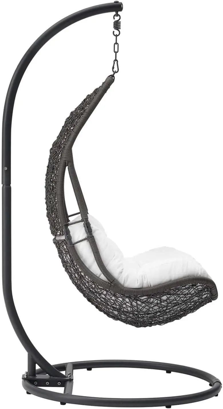 Modway Abate Outdoor Wicker Rattan Hanging Swing Chair Set with Stand