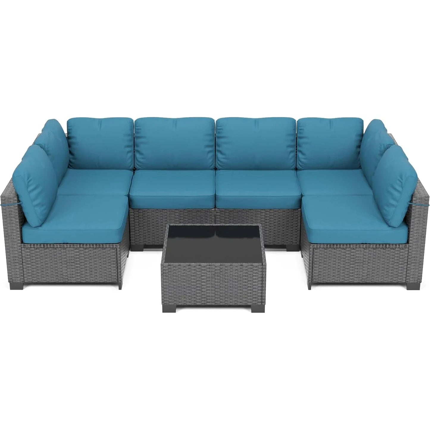 S & B Enterprise HobbyLane 7-Piece Modular Outdoor Wicker Sectional Set