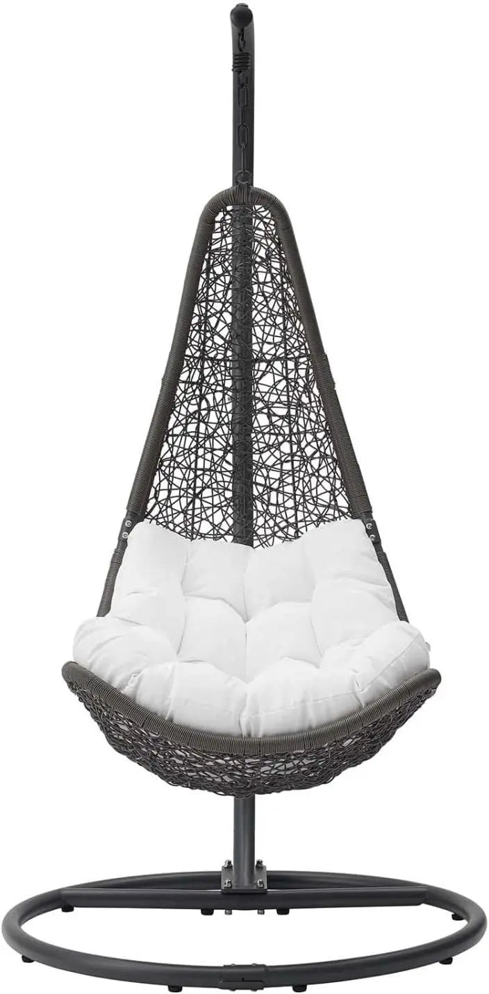 Modway Abate Outdoor Wicker Rattan Hanging Swing Chair Set with Stand