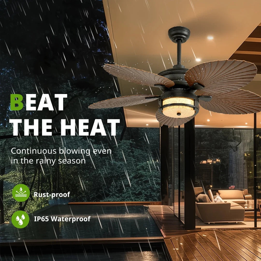 Orison 52-Inch Outdoor Ceiling Fan with Dimmable LED Light and Remote