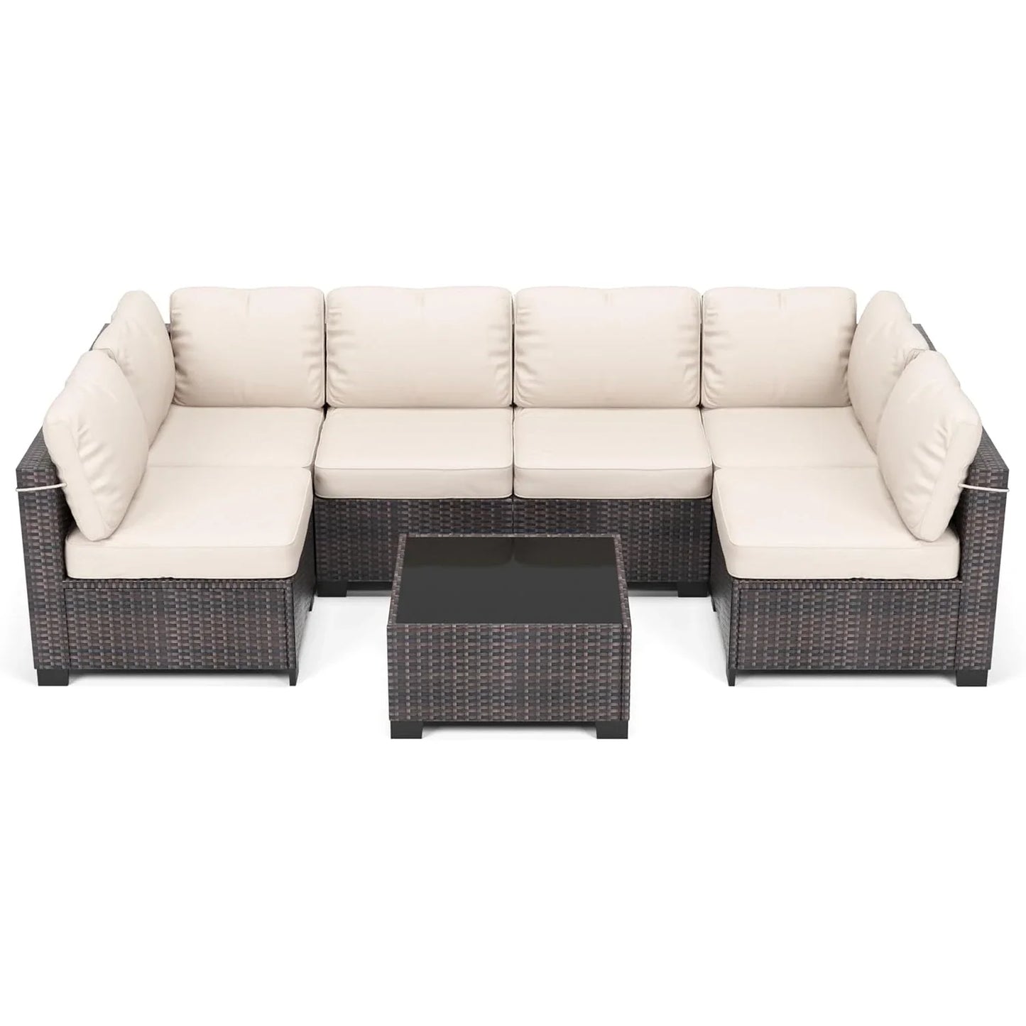 S & B Enterprise HobbyLane 7-Piece Modular Outdoor Wicker Sectional Set