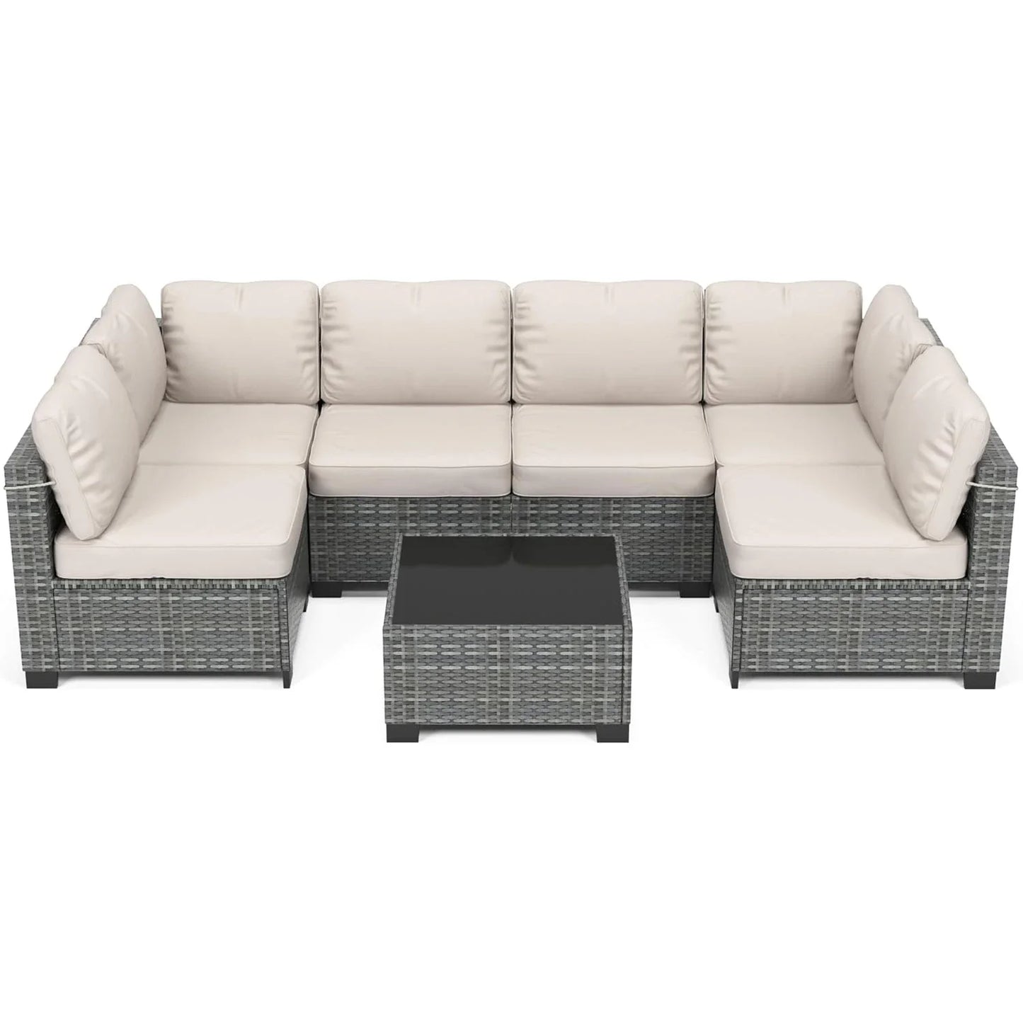 S & B Enterprise HobbyLane 7-Piece Modular Outdoor Wicker Sectional Set