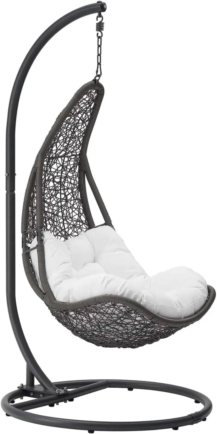 Modway Abate Outdoor Wicker Rattan Hanging Swing Chair Set with Stand