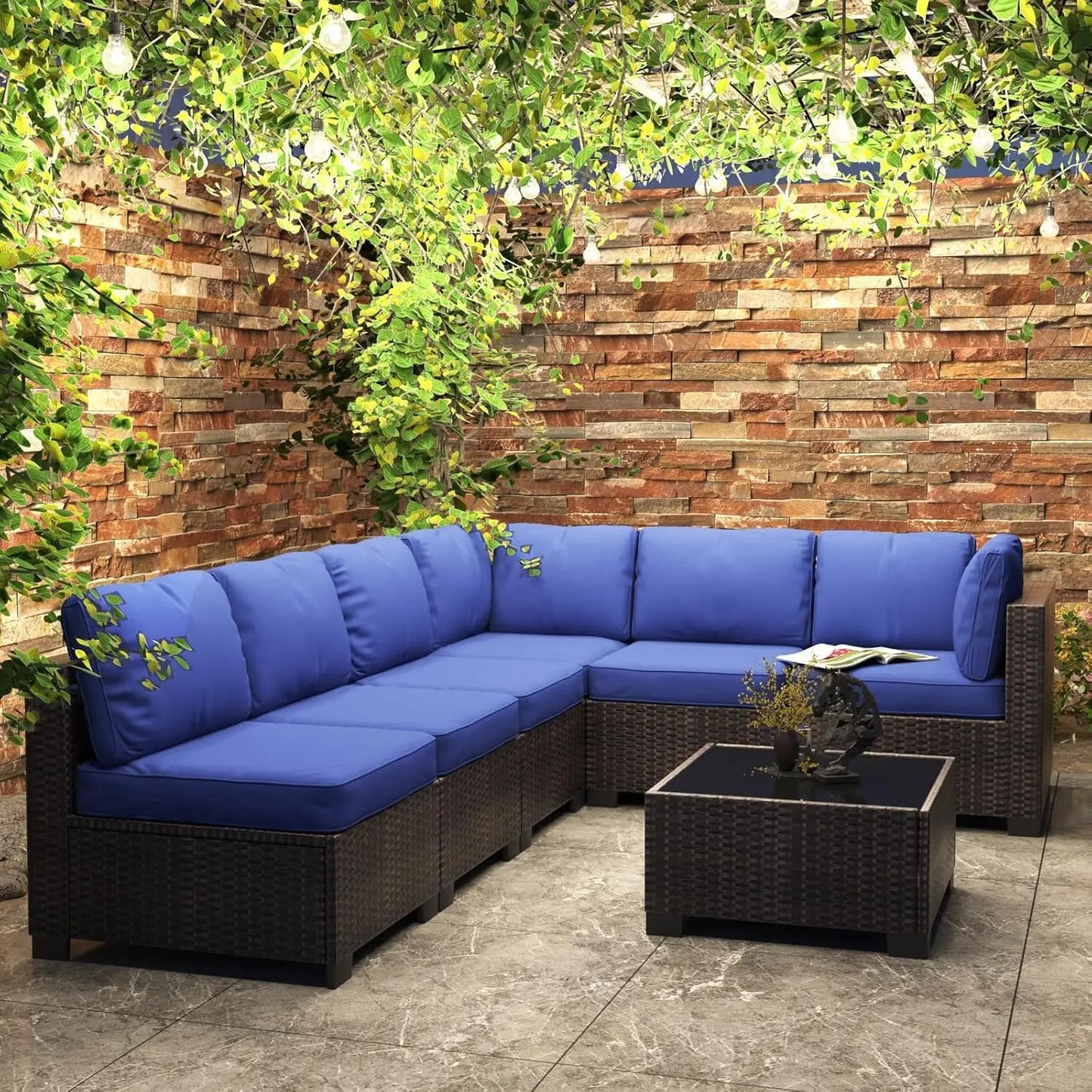 S & B Enterprise HobbyLane 7-Piece Modular Outdoor Wicker Sectional Set