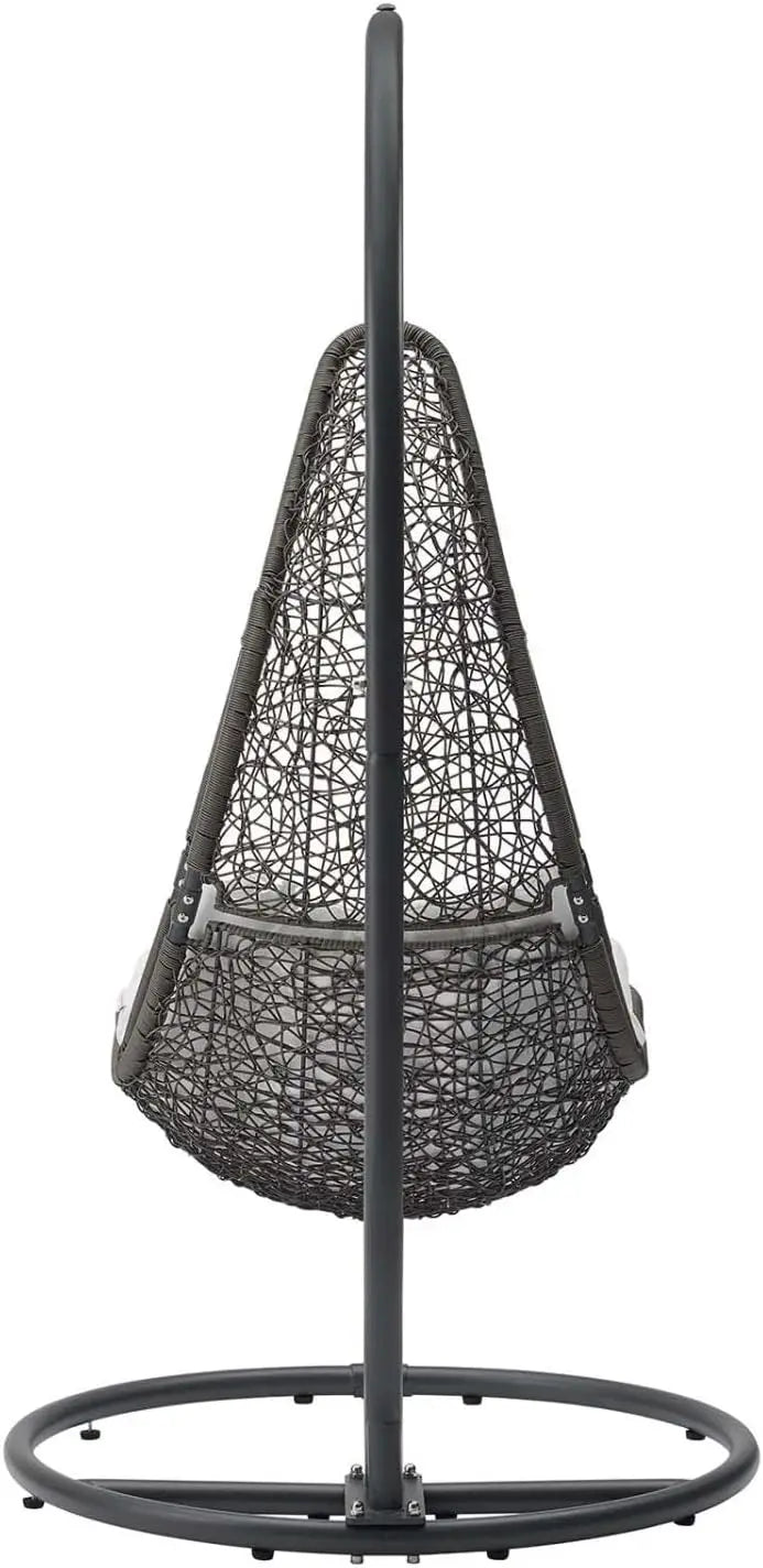 Modway Abate Outdoor Wicker Rattan Hanging Swing Chair Set with Stand