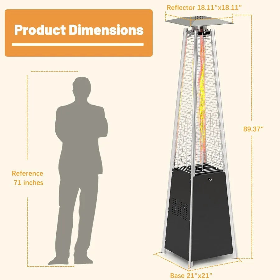 XMSJ Propane Patio Heater With Wheels And Waterproof Cover Outdoor