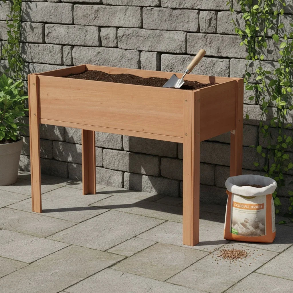 Solid Fir Wood Raised Garden Bed with Legs – Elevated Outdoor Planter Box