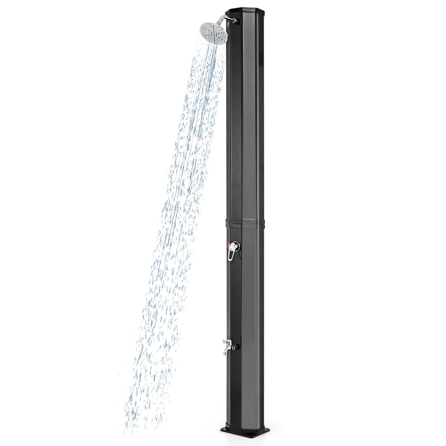 LJGDeals 7.5-Foot Solar Heated Outdoor Shower with 15.9 Gallon Reservoir & Foot Wash (Black)