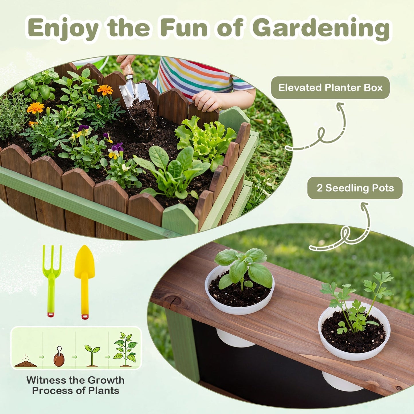 Wooden Outdoor Mud Farm Playset with Working Water Pump, Planter Box & Chalkboard