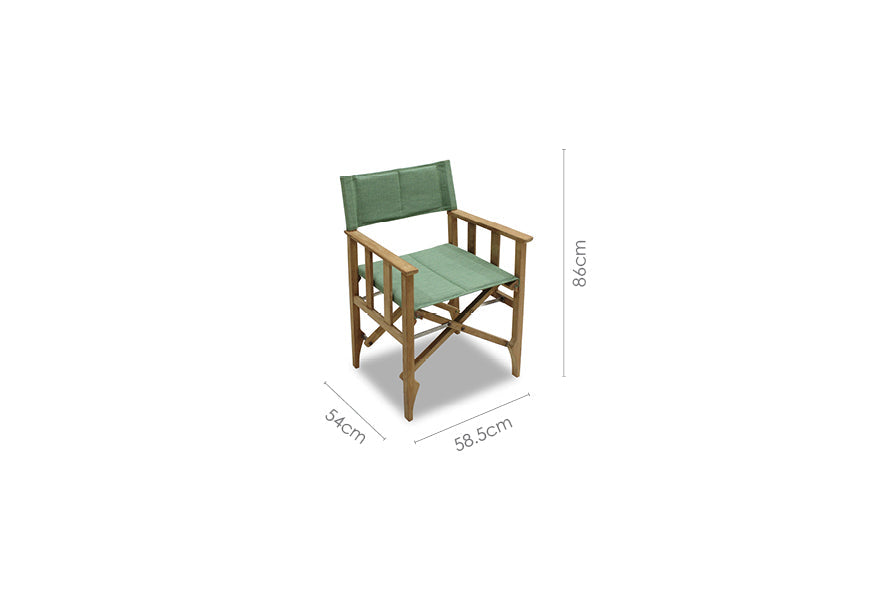 Zircon Teak Folding Director Chair – Piquant Green
