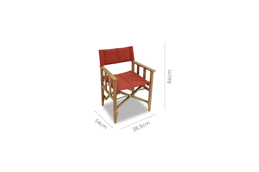 Zircon FSC-Certified Teak Director Chair with Weather-Net Mesh – Red