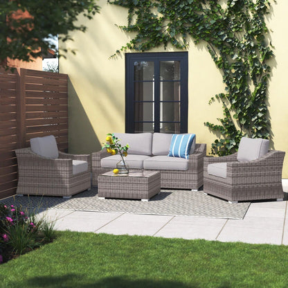 All-Weather Outdoor Wicker Patio Conversation Set with Cushions