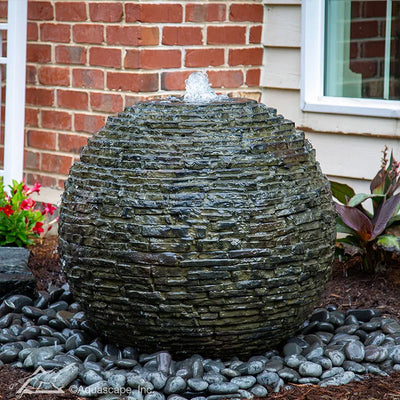 Aquascape Stacked Slate Sphere Fountain Kit – 32″ Diameter Complete Outdoor Recirculating Water Feature
